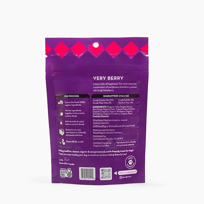 Lord Jameson: Very Berry 3oz - Small Breed Dog Treats - Soft & Chewy, Antioxidant Rich, Training & Little Rewards