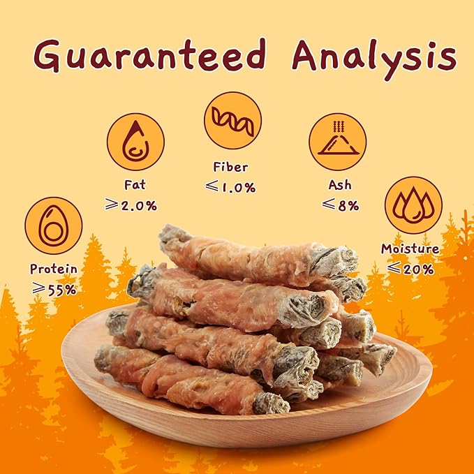 Jungle Calling Dog Treats, High Protein Dog Chewy Treats Health Teeth and Coat, Chicken Wrapped Cod Skin Sticks, Rawhide-Free Cod Fish Skin Snacks for Dogs, 10.6 oz