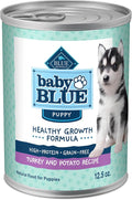 Blue Buffalo Baby Blue Natural Wet Food for Puppies, Healthy Growth Formula with DHA, Turkey & Vegetable Recipe, 12.5-oz. Can
