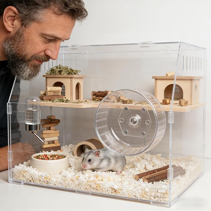 Hamster Running Wheel - Small Pet Spinner | Strong Magnet Exercise Wheel for Hamsters, Ferrets, Squirrels, Chinchillas, Hedgehogs, Hermit Crabs, Bearded Pets, Indoor Activity & Fitness Toy