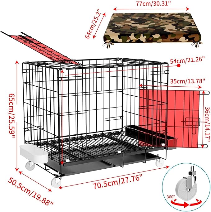 STILLCOVE Small Chicken Cage Outside: Wire Small Animal Cage with Wheels & Waterproof Cover for Guinea Pig Rabbit Bunny Ferret Hamster Dog Cat Duck Bird