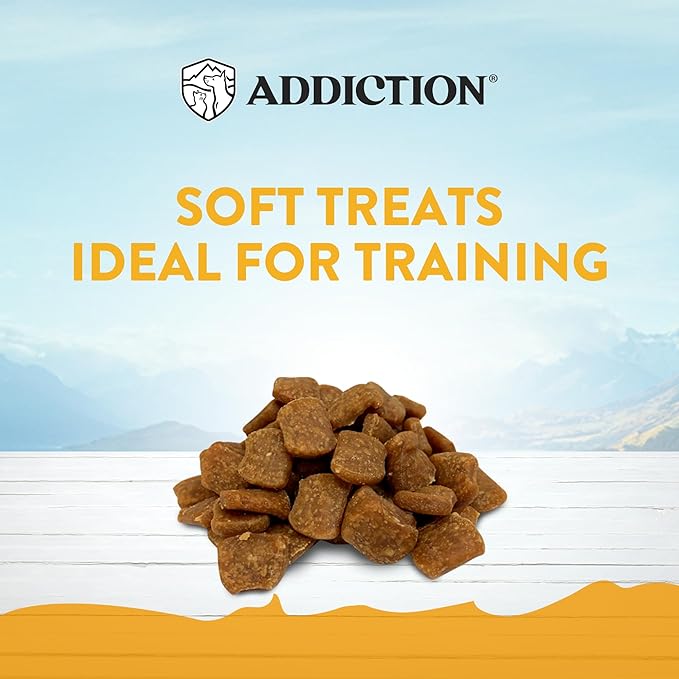 Addiction Meaty Bites Chicken Recipe - Dog Treats - Crafted in New Zealand - High Meat Content - Grain and Gluten-Free - Soft and Allergy Friendly Dog Treats - 4 Ounces