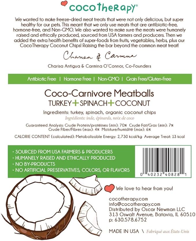 CocoTherapy Coco-Carnivore Meatballs 2.5 oz. (Turkey)