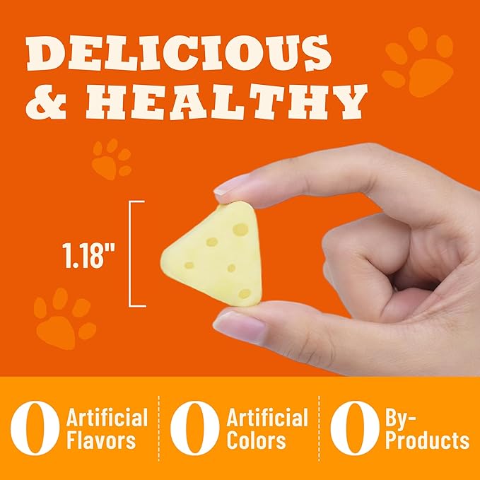 8.15oz Cheese Dog Treats with Taurine, Prebiotic & Vitamin E - Natural Dog Treats for Small, Medium & Large Dogs - Grain Free, Soft and Chewy for Digestion & Immune Support