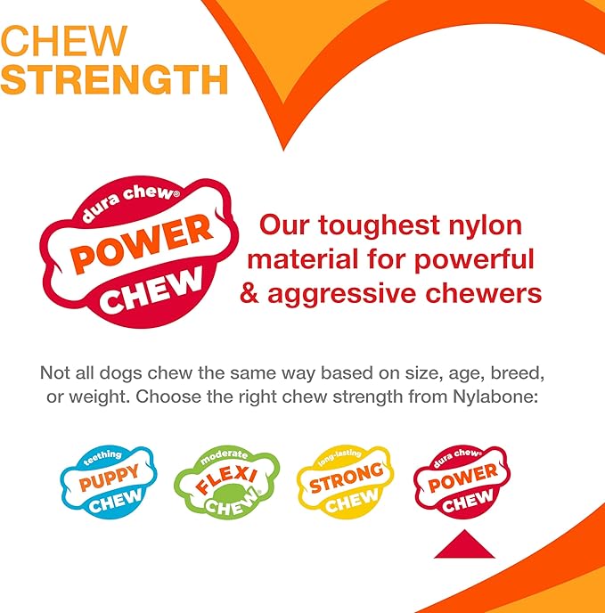Nylabone Original Bone Power Chew Toy for Dogs, Durable & Tough Dog Toys for Aggressive Chewers, Original Flavor, Large - Up to 50 Ibs, 1 Count