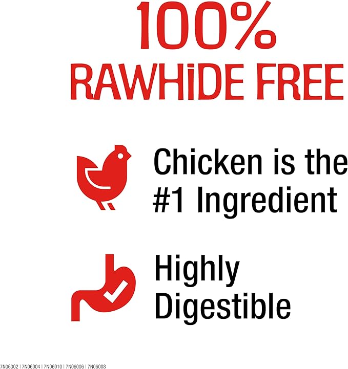 CHOMP 'EMS Chicken & Peanut Butter Hide Free Dog Chews - Rawhide Free Dog Treats - No Hide Alternative Chew Treat for All Life Stages, 7", 2 Count