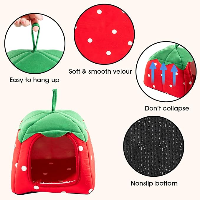 Avont 2 Pack Guinea Pig Bed House Hideout, Small Animal Hideaway Cage Accessories, Washable Sleeping Bed for Dwarf Rabbits Chinchillas Hamsters Hedgehogs Ferrets Bearded Dragons and Rats -Fruit