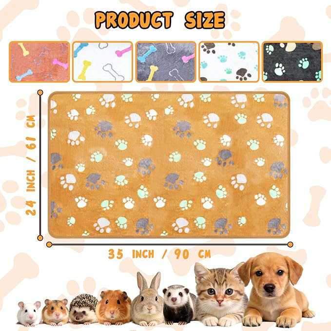 YedsIntu 6 Pcs Washable Guinea Pig Blankets Absorbent Small Animal Fleece Bedding Cage Liners Reusable Pet Pee Pad Sleep Mat Pad Cover for Hamster Ferret Rabbit Chinchilla Hedgehog (Grey, 24" x 35")