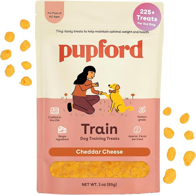Pupford Training Treats for Dogs & Puppies, 225+ Single Ingredient Bites (Cheddar, 3 oz)