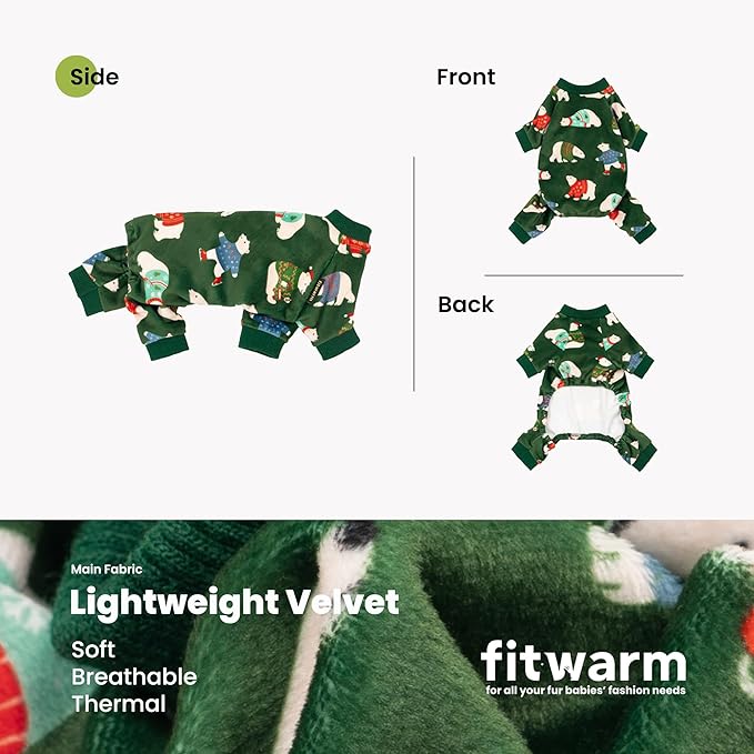 Fitwarm Polar Bear Dog Pajamas, Funny Christmas Clothes for Small Dogs Boy Girl, Holiday Pet Outfit, Green, Red, Blue, Large