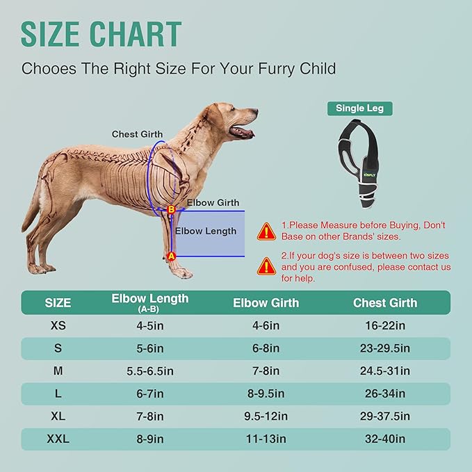 Dog Elbow Brace Protector for Front Leg, Provides Elbow & Shoulder Support, Helps Reduce Calluses, Pressure Sores & Hygroma, Prevents Licking, Reflective Design, Right Leg, Size M