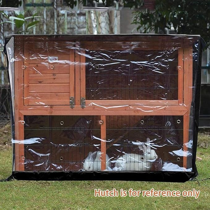 J&C Heavy Duty Double 420D Decker Rabbit Hutch Cover Windproof Rectangular Outdoor Bunny Cage Cover for Guinea Pig Cage Waterproof (48x20x41 in)