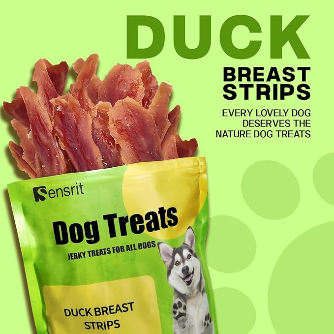 Duck Breast Strips Dog Treats - Chewy Jerky Made with Real Duck - Novel Protein, Limited Ingredient Snack for All Breeds, Healthy Training Rewards for Sensitive Dogs