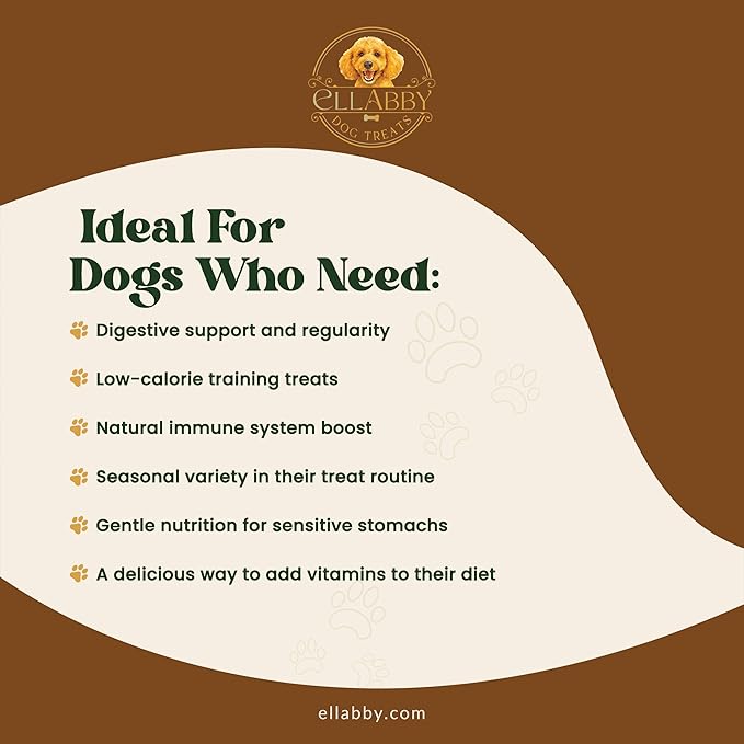 Ellabby Pumpkin Dog Treats – 100% Natural Dehydrated Pumpkin Chews for Dogs, Grain-Free, Low Calorie, High Fiber, Digestive Support, Crunchy Slices (6 oz)