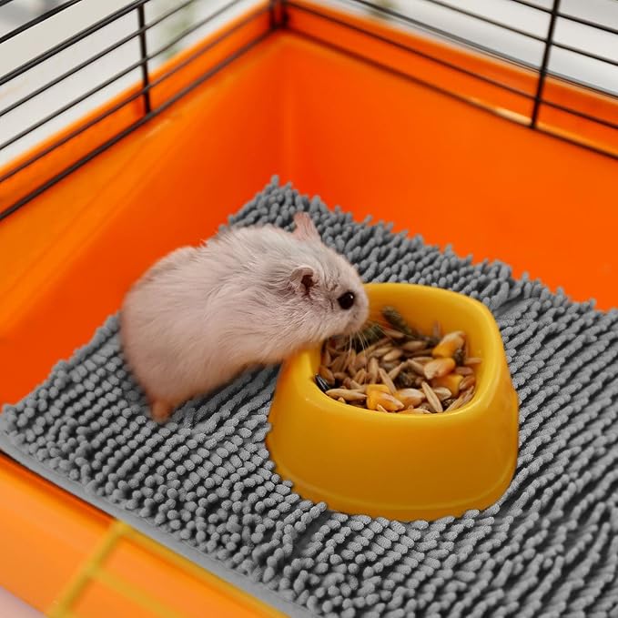 Riakrum 3 Pcs Guinea Pig Bedding Reusable Small Animal Guinea Pig Bed Fleece Pee Pad Absorbency Washable Pet Cage Liner for Bunny Hamsters(Pink, Green, Gray)
