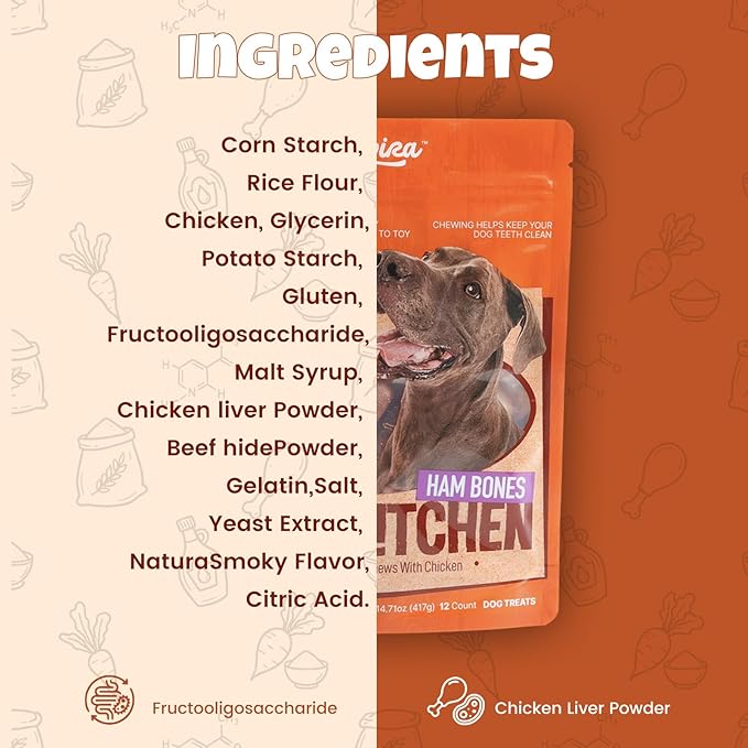 Havira BBQ Dog Treats T-Bone Steak 12 Count, Grill-Shaped Rawhide Free Dog Chews Bone, Easily Digestible, for All Life Stages