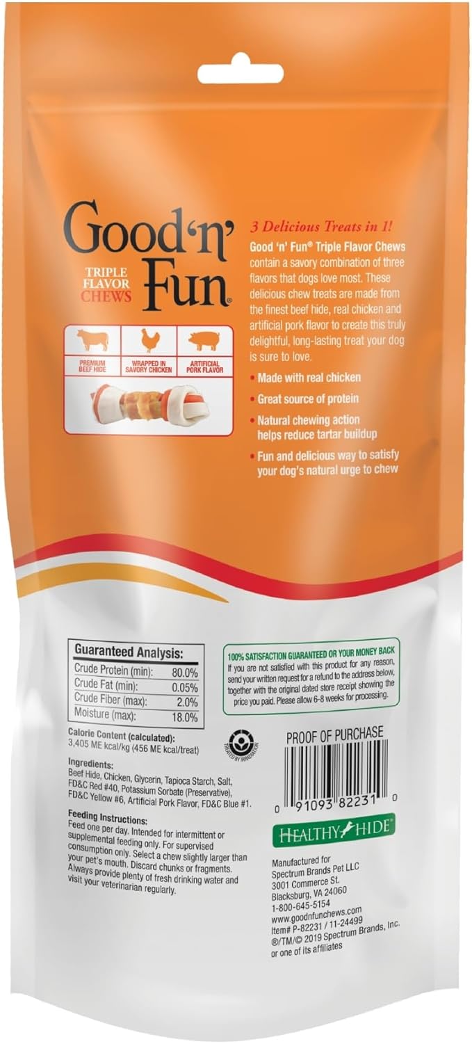 Good 'n' Fun Triple Flavor 8" Bone (Pack of 4)