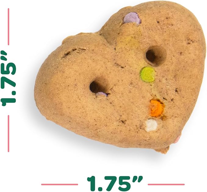 Wholesome Pride Birthday Biscuits Dog Treats, Real Peanut Butter, All Natural, No Artificial Preservatives or Colors, Crunchy Heart-Shaped Snacks, 8 oz Bag, Made in USA