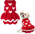 Dog Sweaters Heart Knitted Sweaters Dress Winter Coat Puppy Warm Holiday Clothes for Small Dogs Cats Christmas New Year Valentine's Day (Red, X-Large)