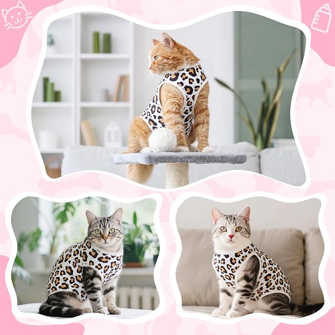 Cat Recovery Suit Female Cats Onesie for Cats, Breathable Cat Surgery Suit for Surgical Abdominal Wounds Skin Diseases, Cute Kitten Spay Recovery Suit E-Collar Alternative Anti Licking
