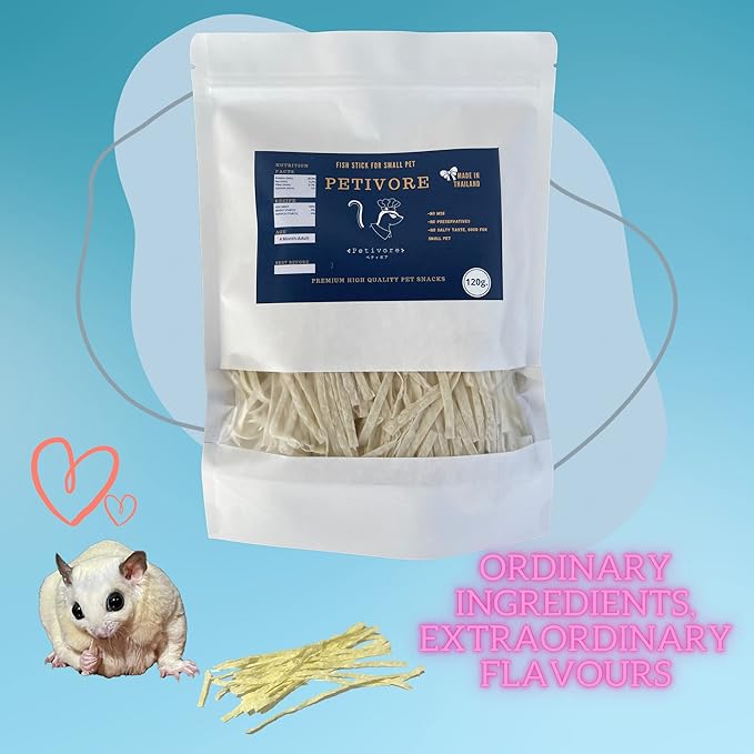 Large Pack Fish Sticks + Mixed Dried Fruit and Vegetable Pellets - Sugar Glider, Squirrel, Hamster and Small Exotic Pet Treats/Food