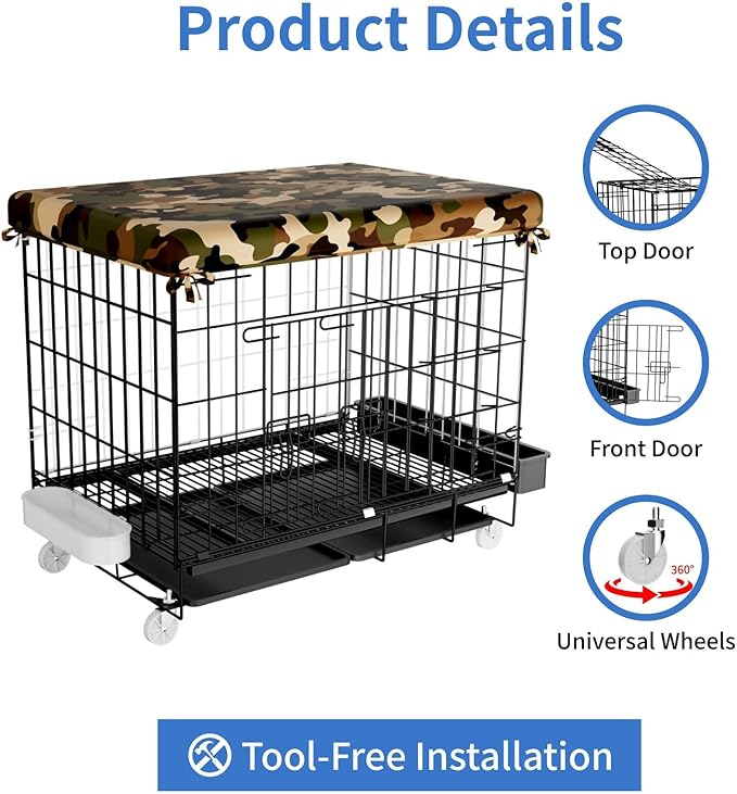 STILLCOVE Small Chicken Cage Outside: Wire Small Animal Cage with Wheels & Waterproof Cover for Guinea Pig Rabbit Bunny Ferret Hamster Dog Cat Duck Bird