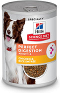 Hill's Science Diet Adult 1-6 Perfect Digestion Wet Dog Food, Chicken & Rice, 12.8 oz. Cans, 12-Pack