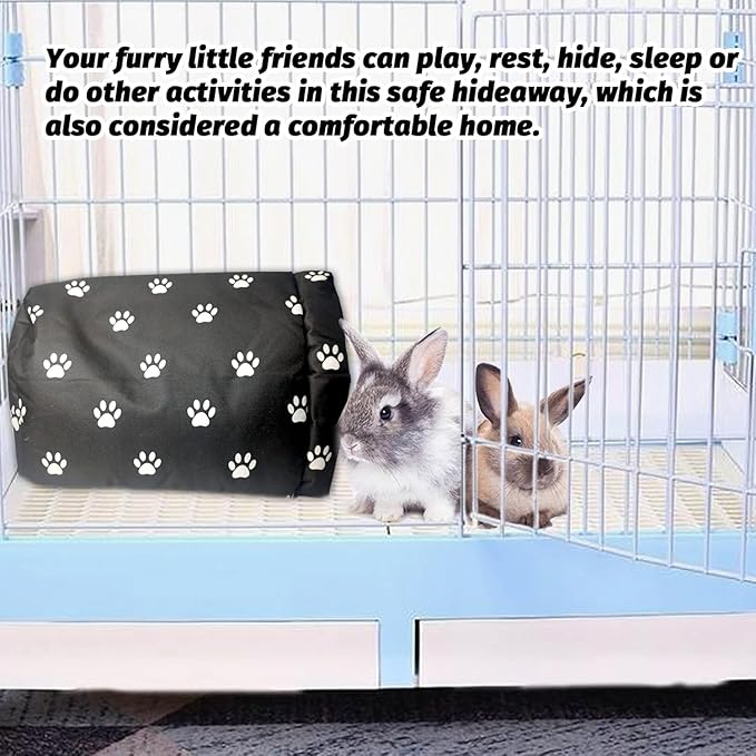Hamiledyi Bunny Cave Bed Small Animal Warm Nest Habitats Guinea Pig Hideouts Stray Cats Shelter Cage Accessories for Hamster Cats Rat Mice Chinchilla Flying Squirrel (Black)