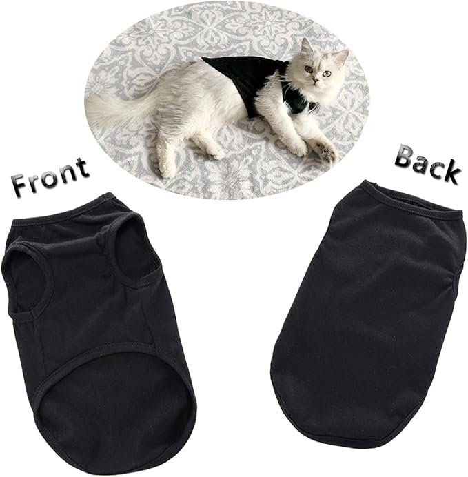 Dog Shirts Puppy Clothes for Small Dogs Boy, Pet T-Shirts Doggy Vest Apparel, Comfortable Summer Shirts Beach Wear Clothing, Outfits for Medium Dog, Kitty Cats, Soft Cotton Tops (Black M)