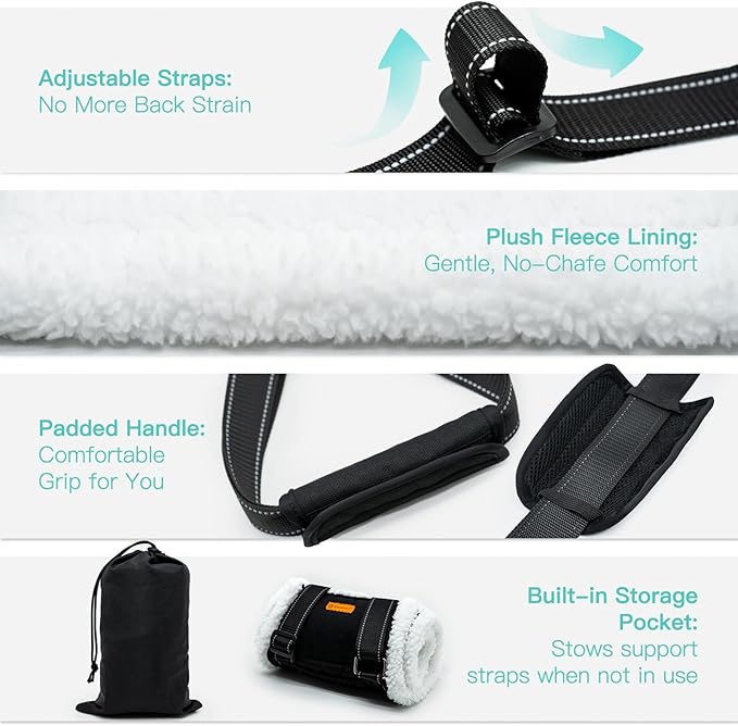 LumoLeaf Dog Lift Harness Sling for Back Legs, Adjustable Rear Leg Support & Mobility Aid, Hip Support for Senior/Disabled Dogs, Soft Fleece Lining, Padded Handles, for CCL/ACL Surgery (Black, Large)