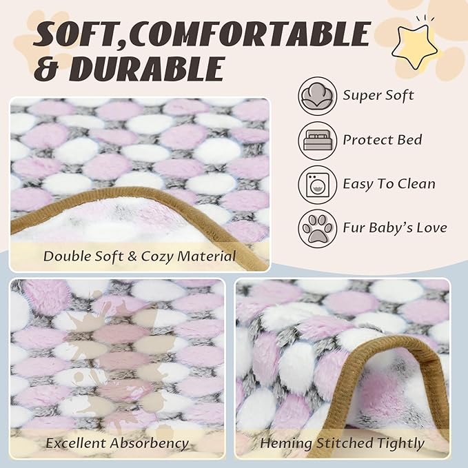 YedsIntu 6 Pcs Washable Guinea Pig Blankets Absorbent Small Animal Fleece Bedding Cage Liners Reusable Pet Pee Pad Sleep Mat Pad Cover for Hamster Ferret Rabbit Chinchilla Hedgehog (24" x 47")
