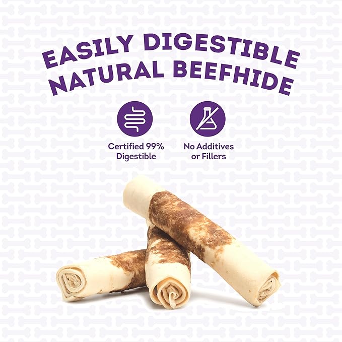 Combo Chews Beefhide Rolls 7" w/Beef Meat Wrap Dog Chew Treats - 3 Count/4 Pack
