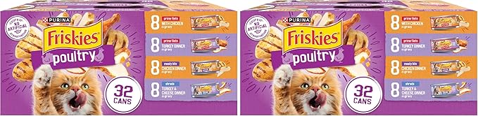 Friskies Purina Gravy Wet Cat Food Variety Pack, Poultry Shreds, Meaty Bits and Prime Filets - (Pack of 64) 5.5 oz. Cans