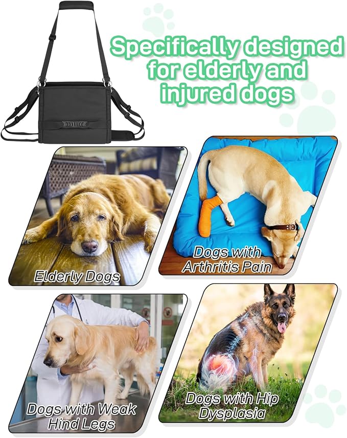 Dog Lift Harness with Adjustable Lifting Straps, Sling for 39-57 lbs Large Dogs Hind Legs Support, Rehabilitation Dog Carrier, for Wounded, Disabled and Joint Injuries for Senior Dogs