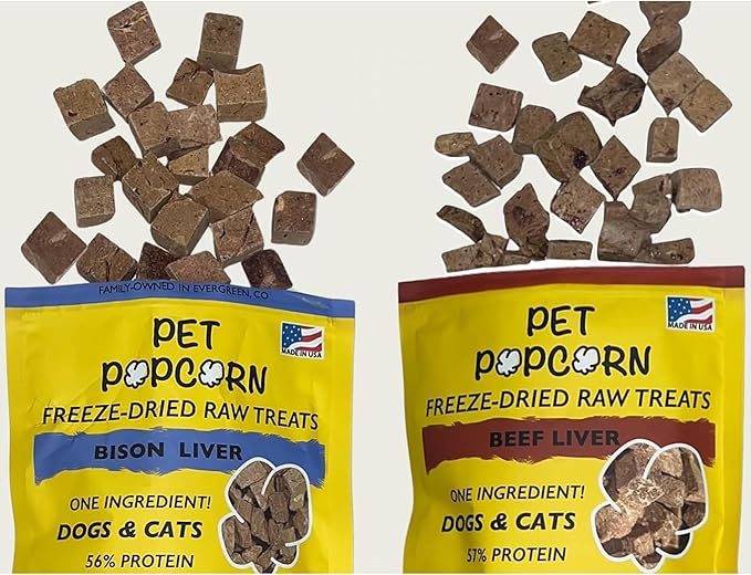Freeze-Dried Raw Treats - Beef Liver - 2.5oz Bag, Dog & Cat Snacks, Single Ingredient, Natural, Pet Food Topper, Protein‑Packed Meat