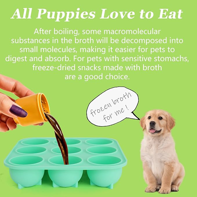 9Cavities Silicone Dog Treat Mold for Woof Pupsicle & Power Chewer Pupsicle, Frozen Dog Treat Molds for Making Refill Treats 75lbs & Up(Extra Large)