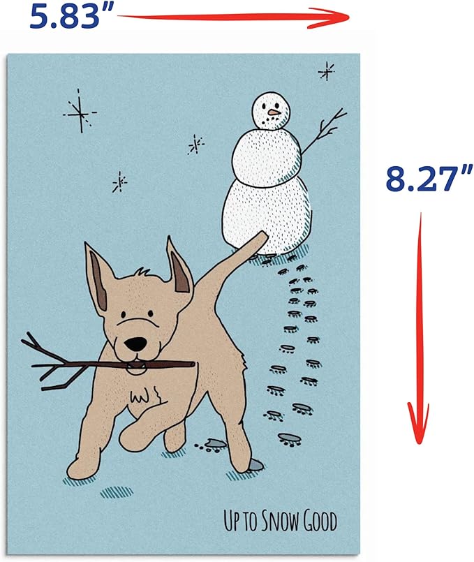 Poochie Post Edible Greeting Card for Dogs, Bacon-Flavored Dog Treat Gift with Edible Ink Pen, "Up To Snow Good" Design, Gluten & Grain Free, Made in USA