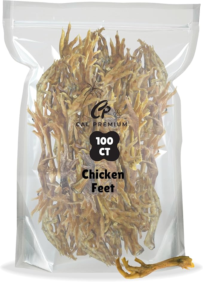Natural Chicken Feet for Dogs - 100% USA Sourced and Made - Single Ingredient - High Protein, Low Calories - Slow-Roasted Dog Chews (100 Counts)