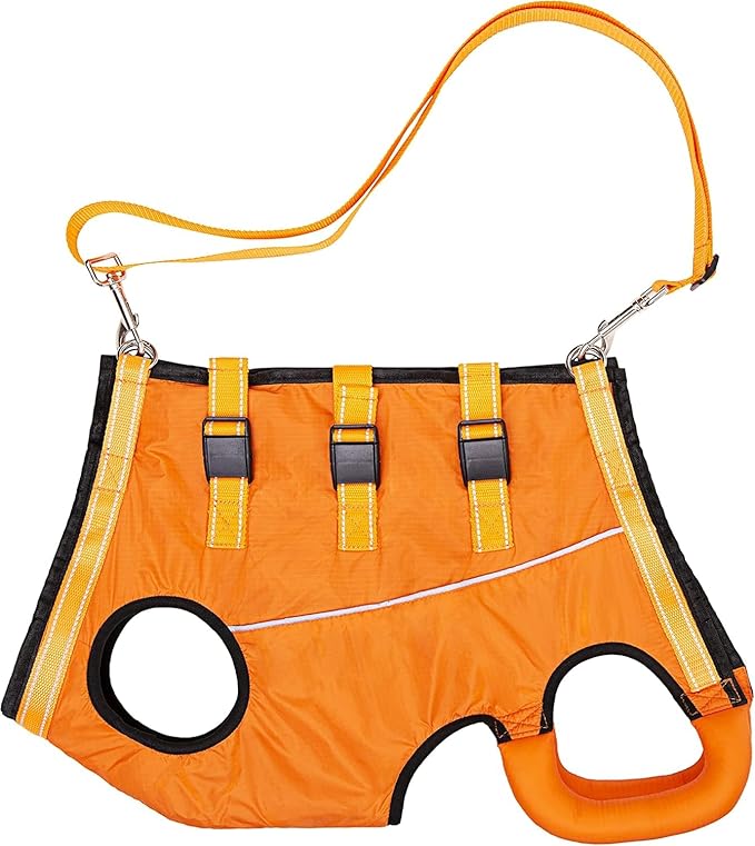 Dog Lift Harness Full Body Support & Recovery Sling Pet Lift Vest Adjustable Straps with Handle for Old, Joint Injuries, Arthritis,Disabled Dogs Walk Sturdy and Durable (Orange, X-Large)