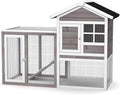 PETSITE Rabbit Hutch, 48.5" Wooden Chicken Coop with Roof & Tray, Bunny Cage Indoor Outdoor, Guinea Pig Pet House for Small Animals, Grey