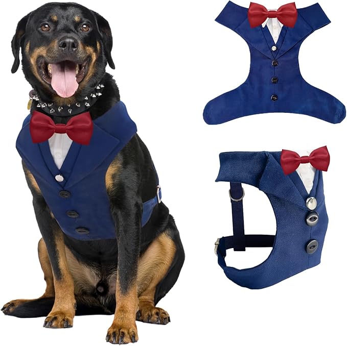 AVERYDAY Dog Tuxedo for Wedding Outfit, Dog Suit and Tie Costumes for Birthday, Halloween, Cosplay, Christmas Party, Pet Formal Wear with Bowtie, Tux for Medium Large Dogs, Bulldog, Labrador, Husky