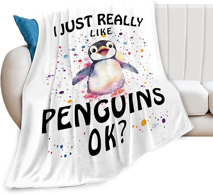 Penguin Blanket Cute Penguin Throw Blanket Gifts for Girls Boys Kids Women Men Adults Super Soft Cozy Plush Fluffy Fuzzy Fleece Blanket Home Decor 60''X80''