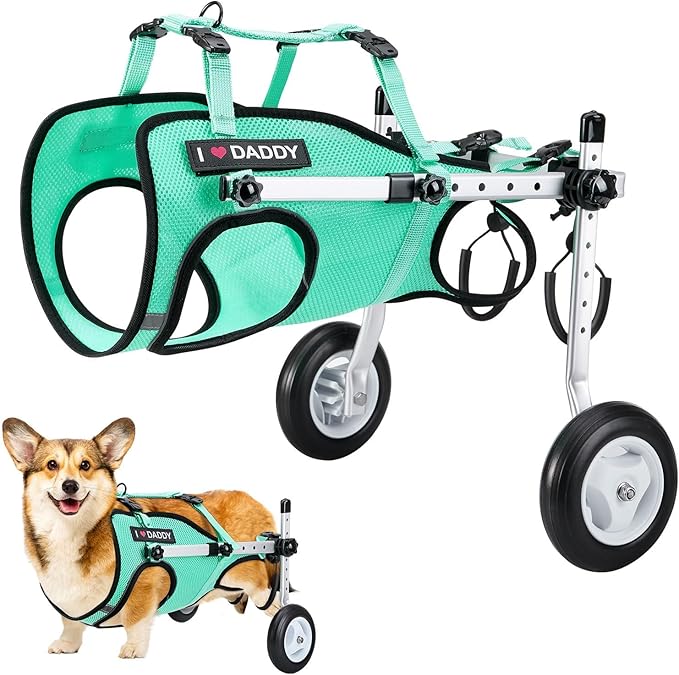 Nasjac Dog Wheelchair for Back Legs - Lightweight Portable Wheelchair with Reflective Stripes, Adjustable Pet Wheelchair Cart for Senior, Arthritis, Paralyzed, Injured, or Disabled Dogs