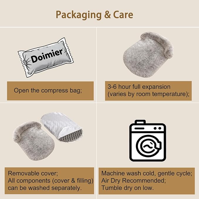 Calming Dog Beds for Medium Large Dogs, Orthopedic Cushion Plush Dogs Lounge Sofa with Washable Removable Cover, Anti-Anxiety Soft Faux Fur Fits up to 40 lbs Pets (Oval, Marble Grey 32"x24")