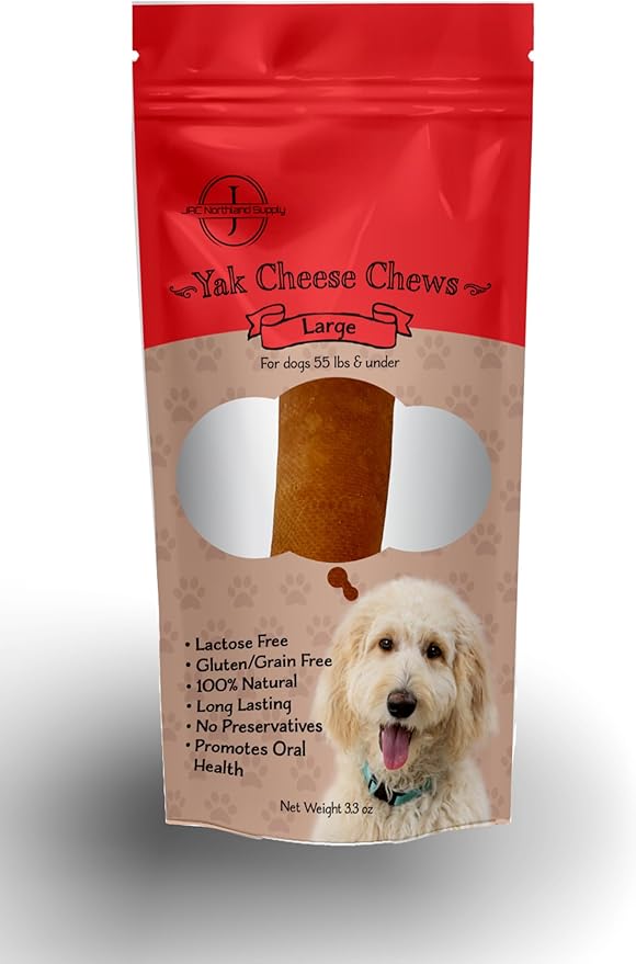 JAC's - Natural Yak Cheese Chew (Large) - 1 Large Stick | Long-Lasting & Lactose-Free Delight Treat for Dogs Under 55 lbs | Gluten-Free, 100% Natural Healthy Dog Treat
