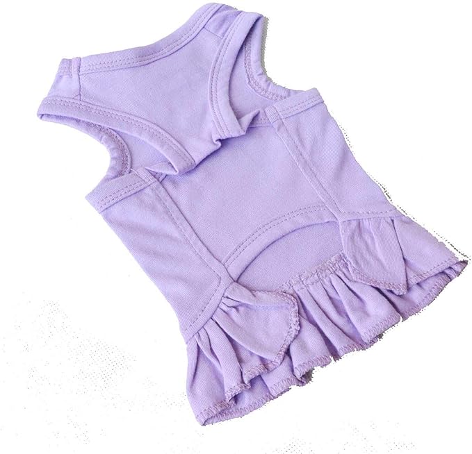 Pet Clothes Small Dog Clothing Blank Color Sport Dress T-Shirts Tee Dresses Tanks Top for Small Size Female Dogs Summer Spring Pet Costumes 100% Cotton (S, Violet)