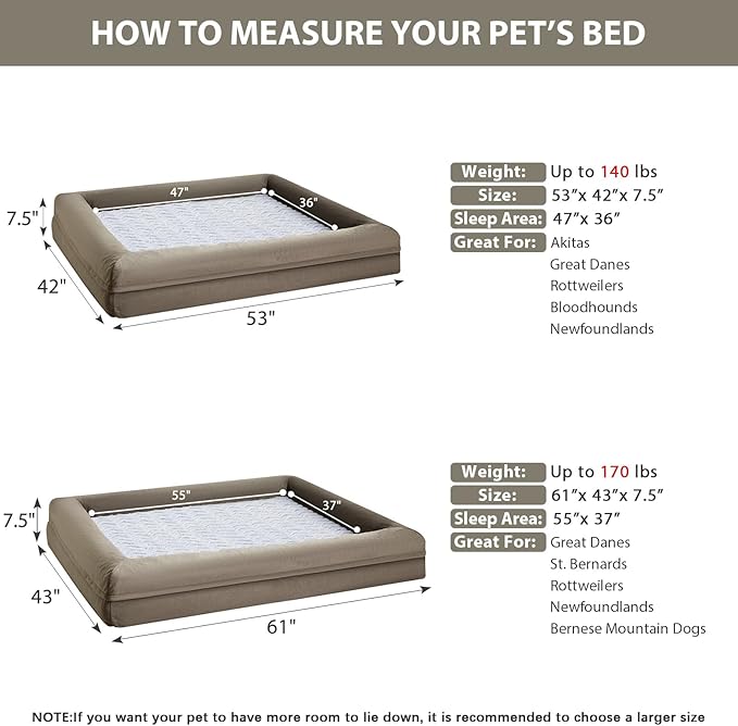 WNPETHOME XXXL Big Dog Bed, Washable Dog Couch with Removable Waterproof Cover, Orthopedic Large Pet Sofa Bed with Bolster Sides for Sleeping