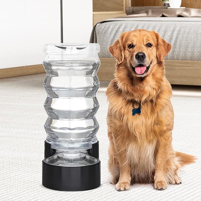 RIZZARI 9L Dog Water Dispenser: Black Stainless Steel Automatic Gravity Feeder - Helps Prevent Urinary Stones - Ideal for Active Dog Owners & Multi-Dog Homes-Perfect for Home -Garage & Balcony Use