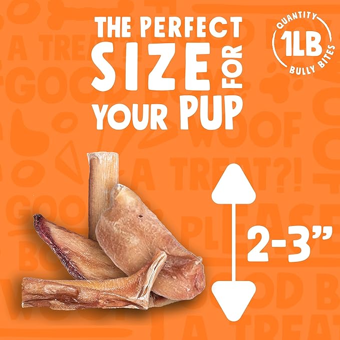 Bully Sticks for Small Dogs (1lb Bag) All Natural Bully Bites for Dogs, Single Ingredient Small Bully Sticks