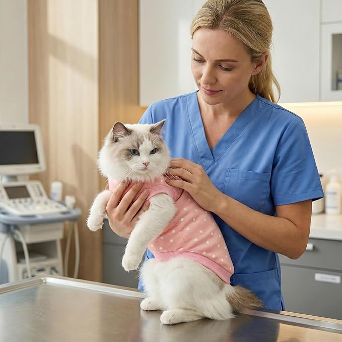 FEimaX Cat Surgery Recovery Suit Cat Onesie for Cats After Surgery Spay Surgical Cone of Shame Alternative Surgical Spay Suit for Female Cat, Post-Surgery or Skin Diseases Protection